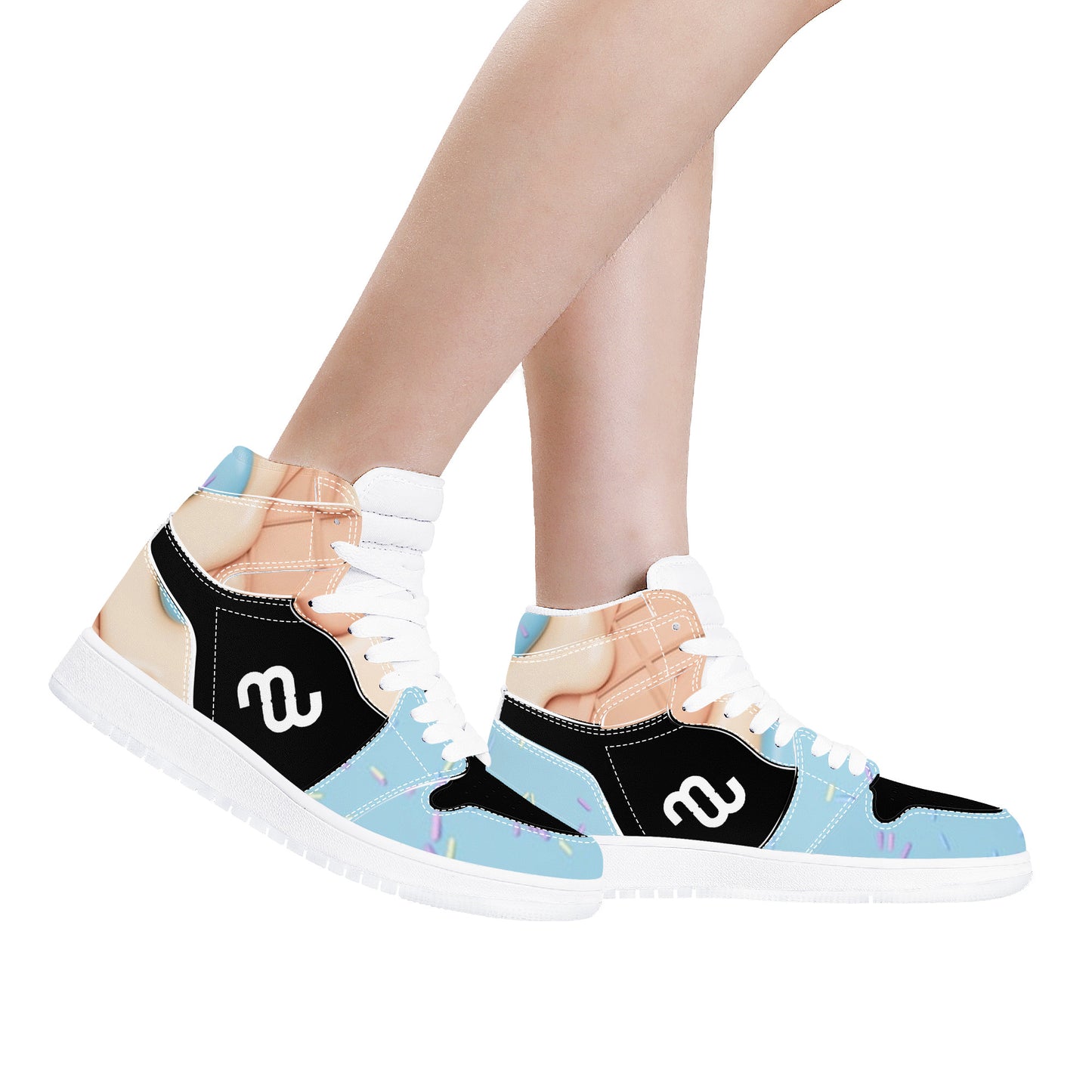 Money Bushae Ice Cream Cone Blue D17 High Top Synthetic Leather Sneaker