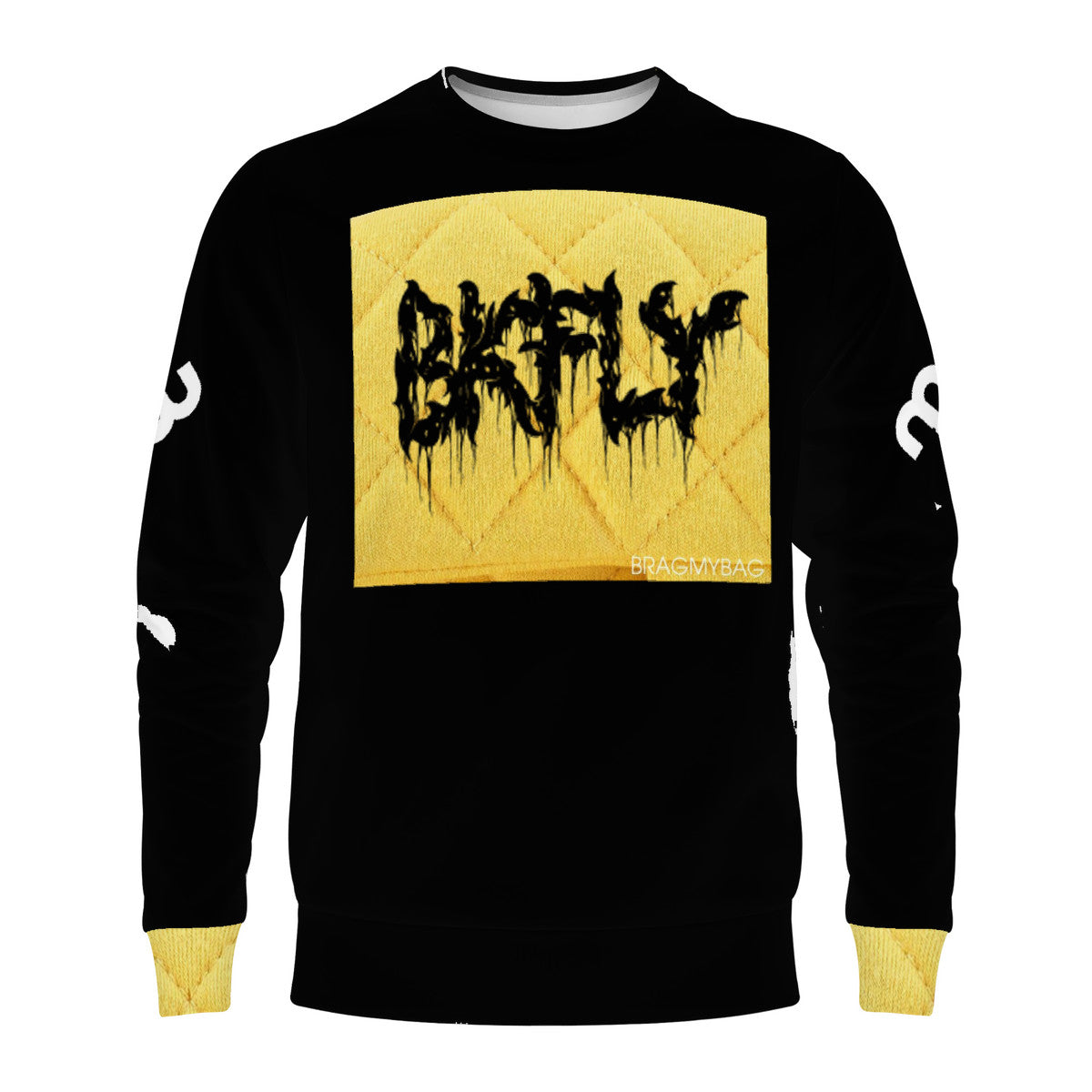 BKFLY Black Yellow Men's All Over Print Sweater