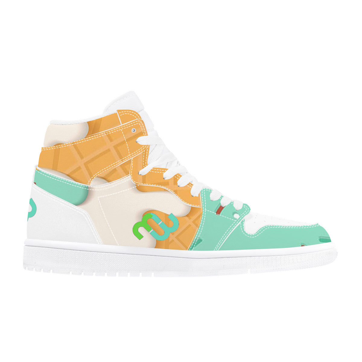 Money Bushae ice cream cone mint D17 High Top Synthetic Leather Sneaker