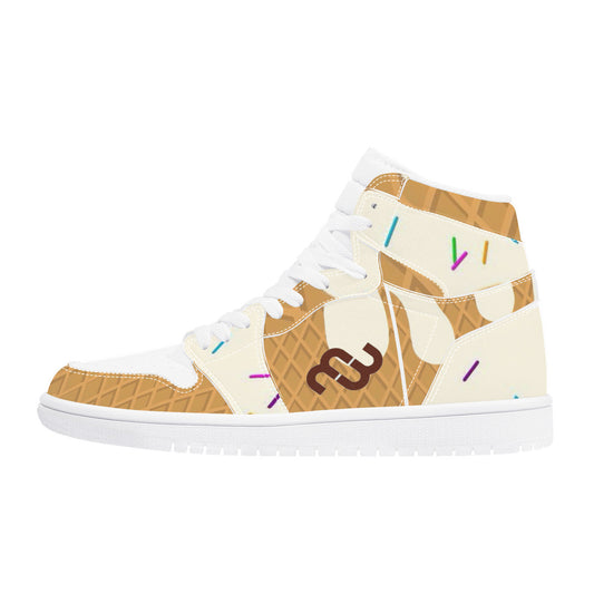 Money Bushae ice cream cone vanilla D17 High Top Synthetic Leather Sneaker