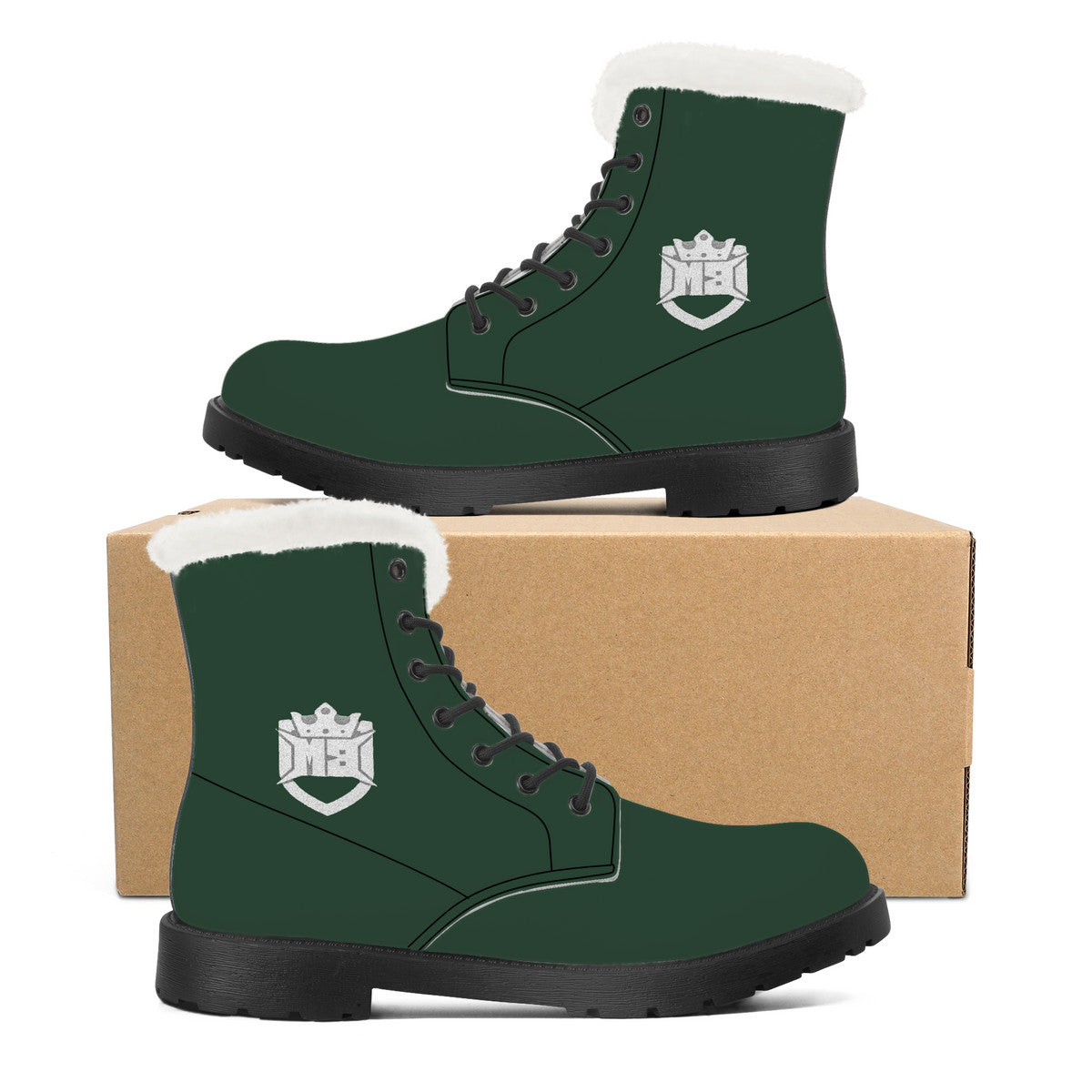 Money Bushae Money Green SF_D86 Faux Fur Synthetic Leather Boot