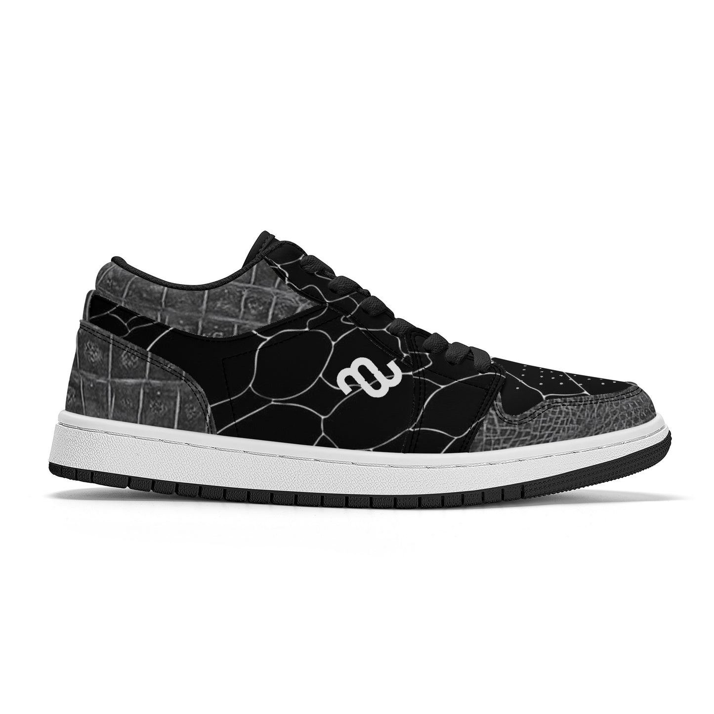 Money Bushae Gator Skin SF_S40 Unisex Low Top Skateboard Sneakers - Black