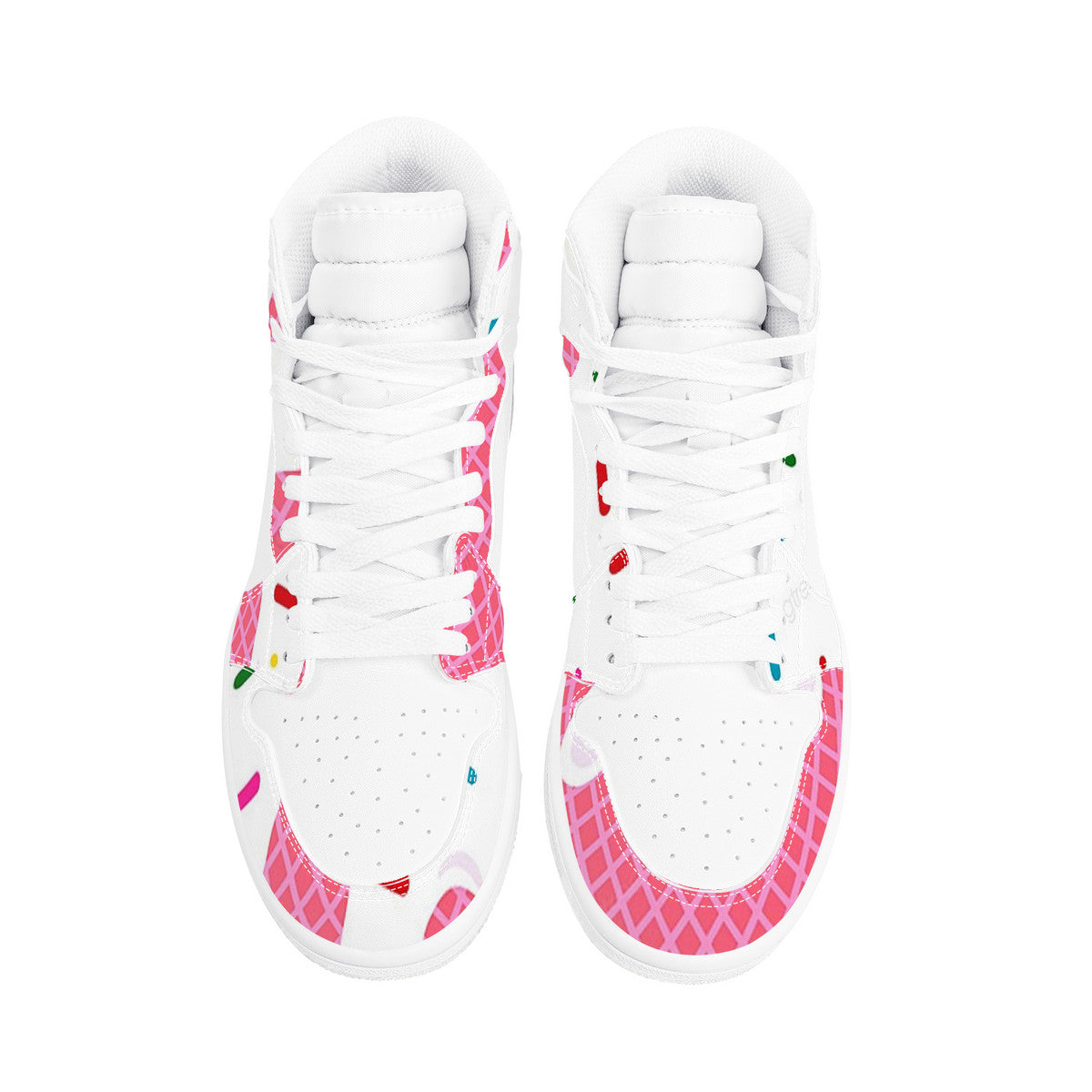 Ice Cream Cone Strawberry D17 High Top Synthetic Leather Sneaker