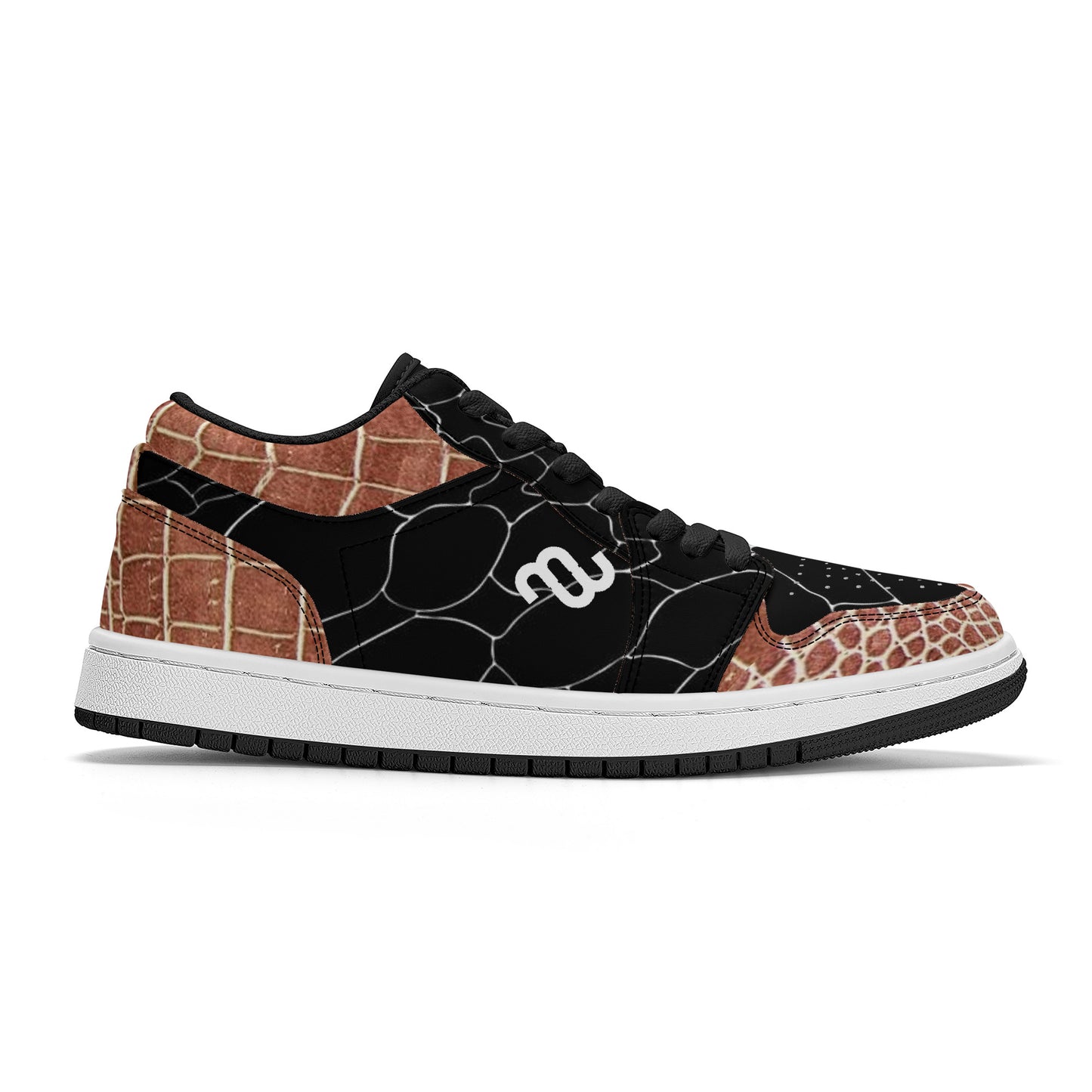 Money Bushae Gator Skin SF_S40 Unisex Low Top Skateboard Sneakers - Black