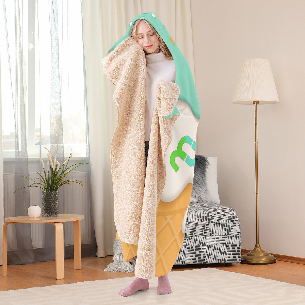 Ice cream cone mint SF_F15 Hooded Blanket