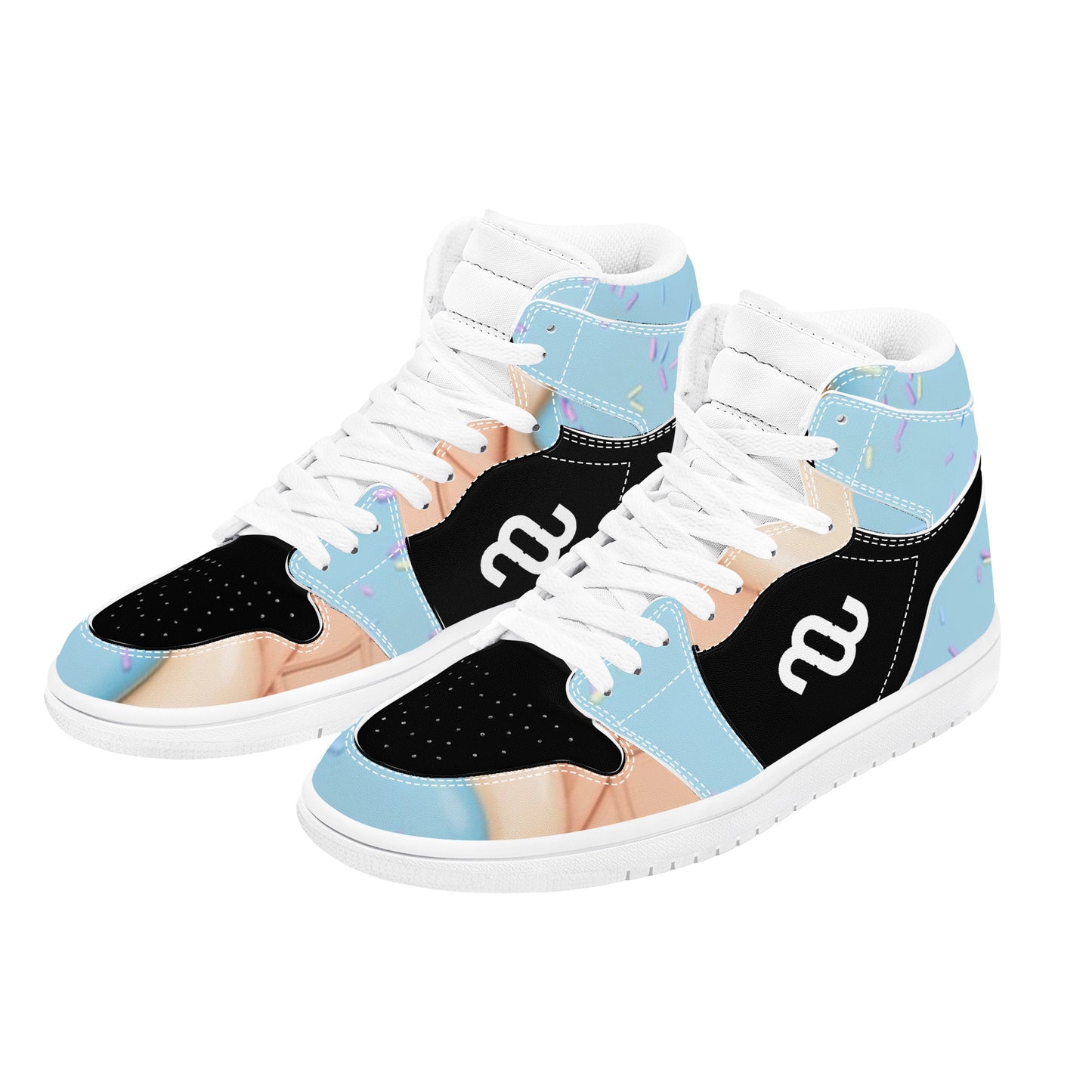 Money Bushae Ice Cream Cone Blue D17 High Top Synthetic Leather Sneaker