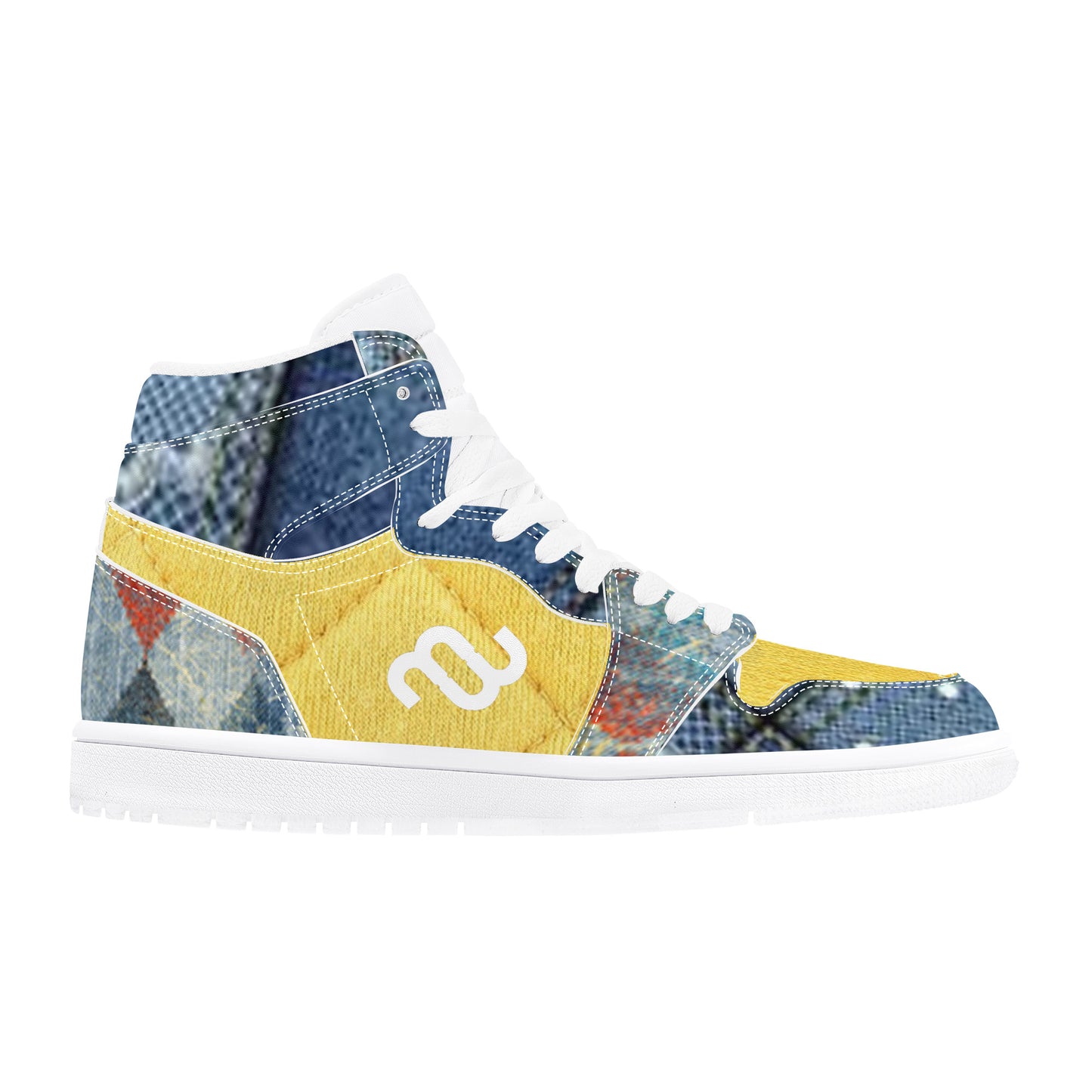 Money Bushae denim D17 High Top Synthetic Leather Sneaker