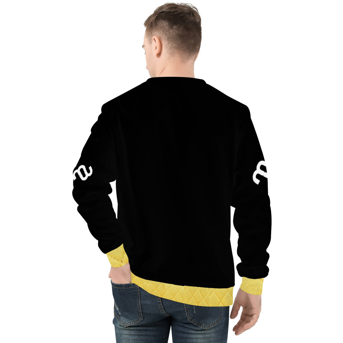 BKFLY Black Yellow Men's All Over Print Sweater