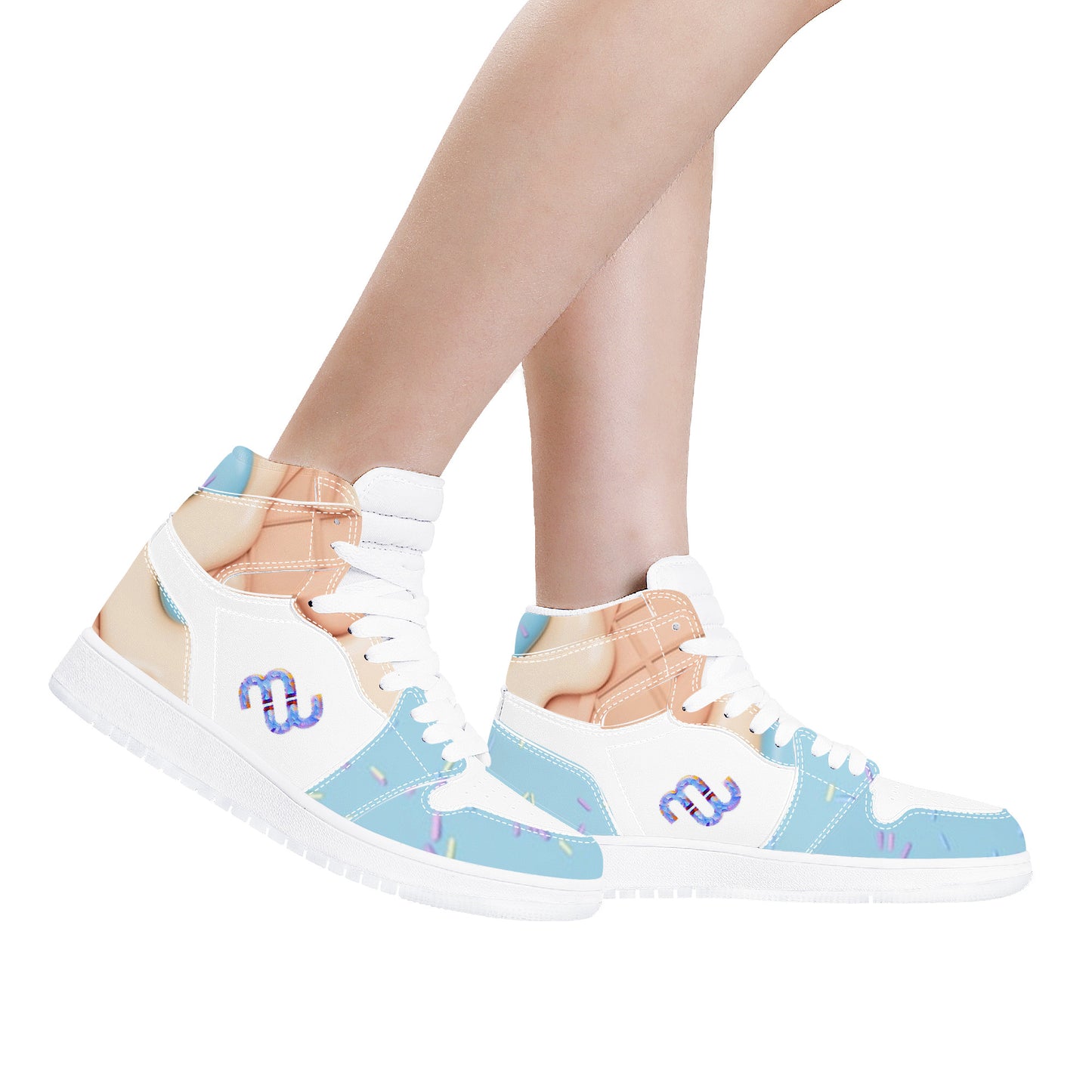 Money Bushae Ice Cream blue D17 High Top Synthetic Leather Sneaker