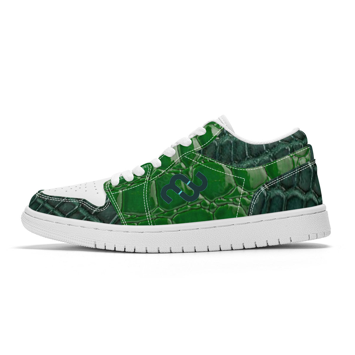 Money Bushae alligator green SF_S40 Unisex Low Top Skateboard Sneakers - White