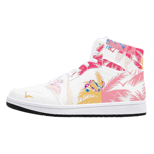 Money Bushae D16 High-Top Synthetic Leather Sneakers - White