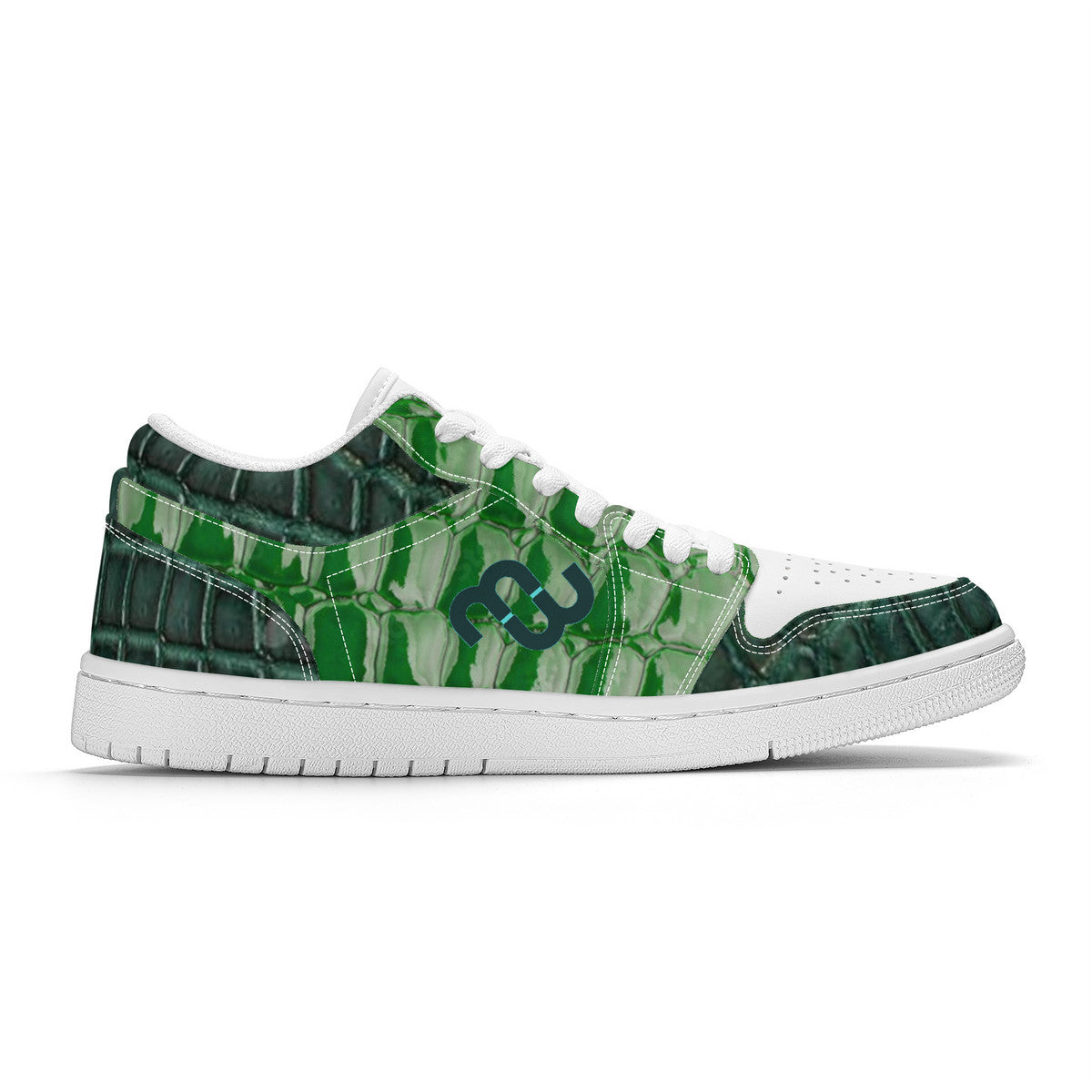 Money Bushae alligator green SF_S40 Unisex Low Top Skateboard Sneakers - White