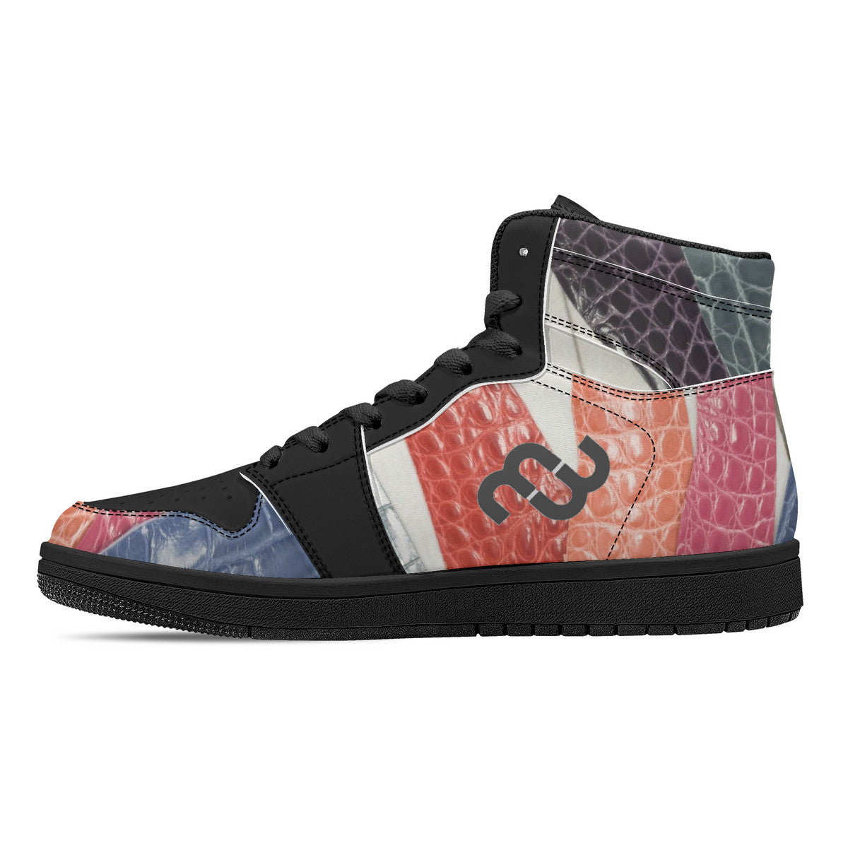 Money Bushae Leather colors D16 High-Top Synthetic Leather Sneakers - Black Bottom