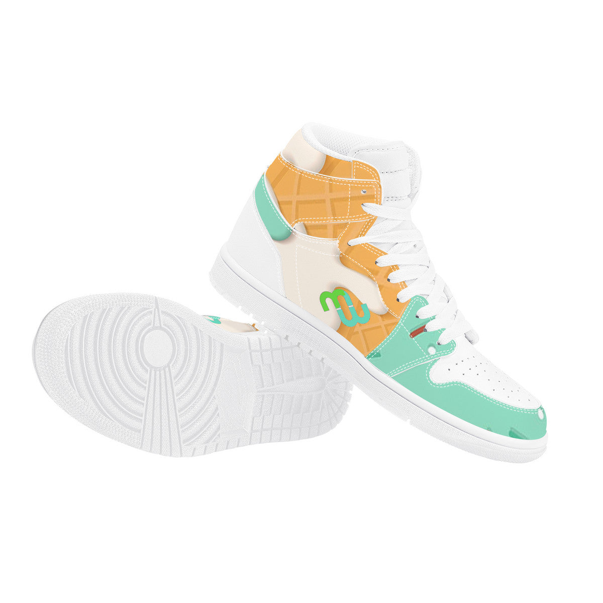 Money Bushae ice cream cone mint D17 High Top Synthetic Leather Sneaker