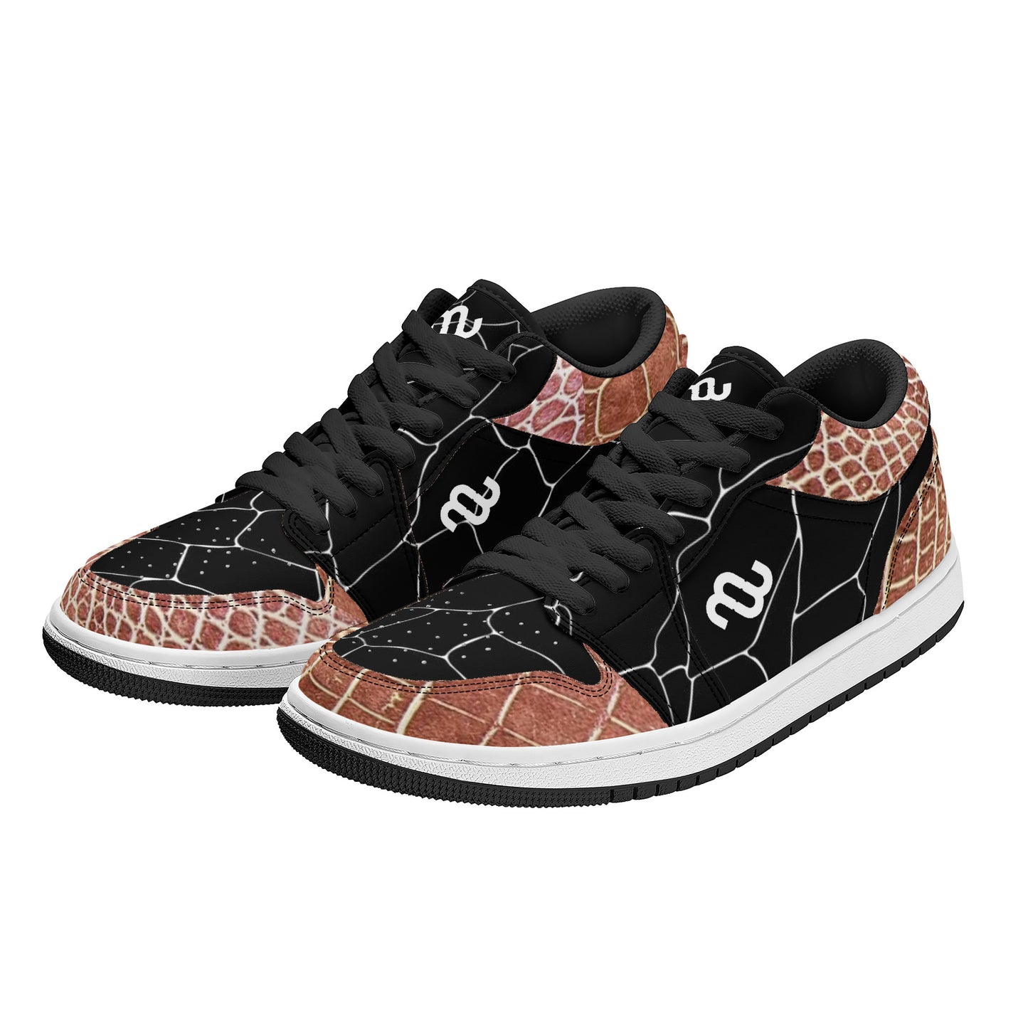 Money Bushae Gator Skin SF_S40 Unisex Low Top Skateboard Sneakers - Black