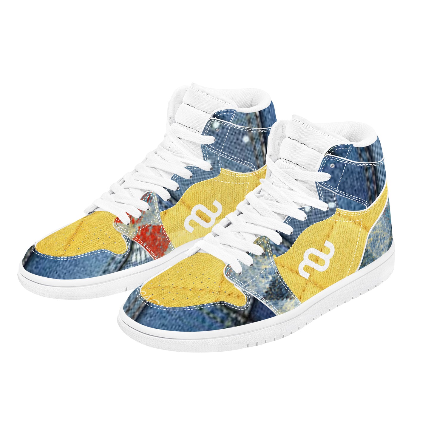 Money Bushae denim D17 High Top Synthetic Leather Sneaker