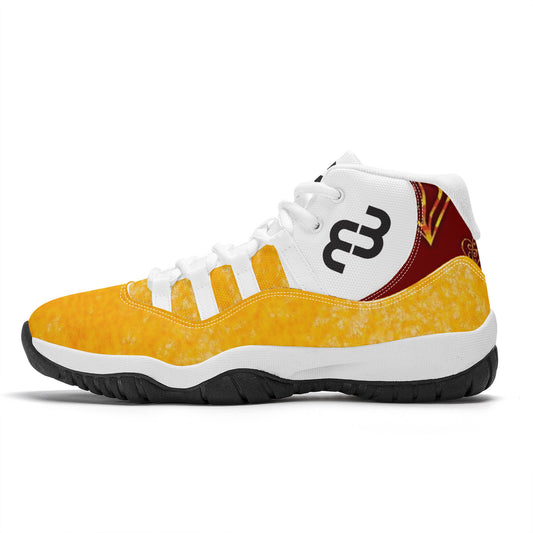 Money Bushae SF_S38 High Top Air Retro Sneakers - White Burgundy yellow