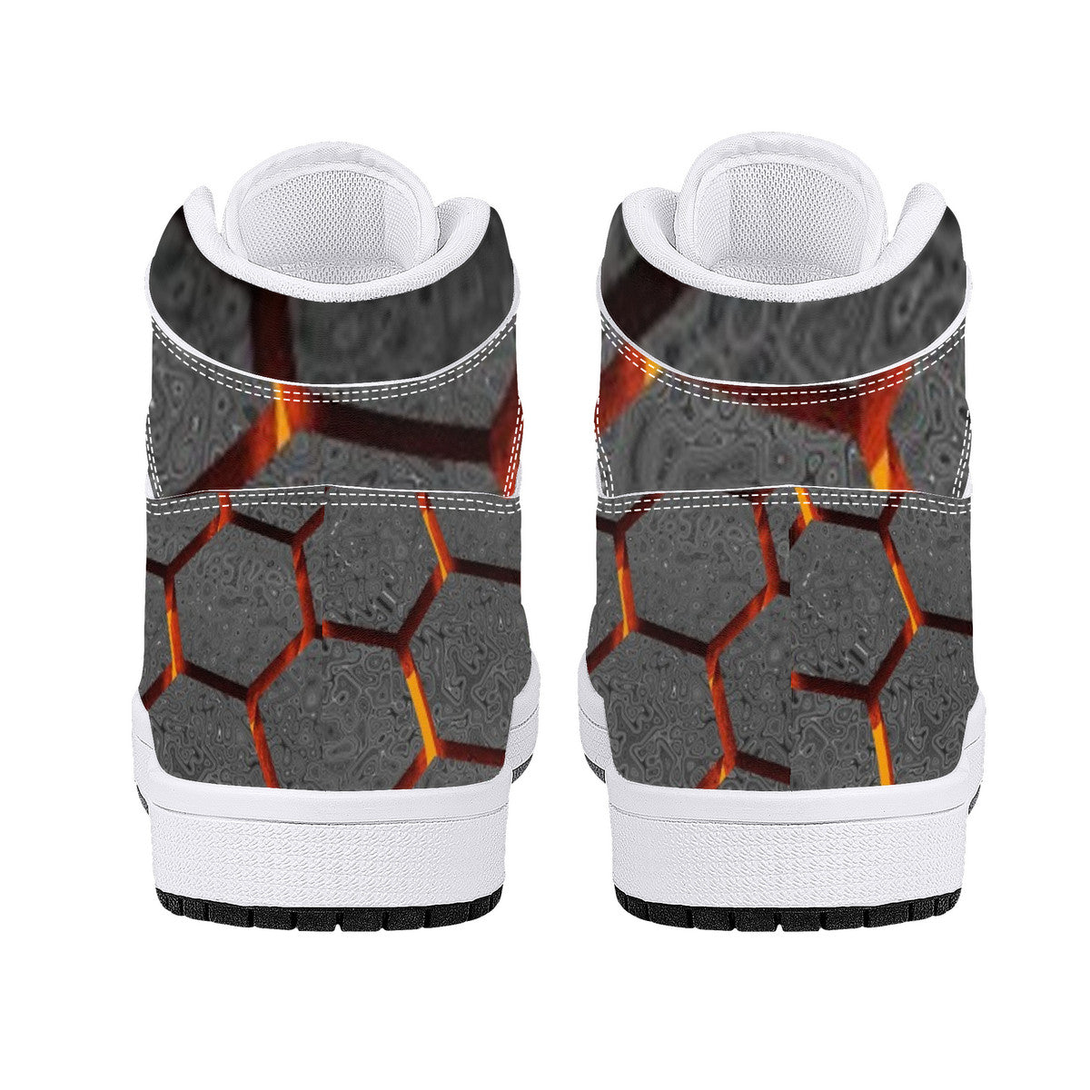 Money Bushae D16 High-Top Synthetic Leather Sneakers - Orange and Grey