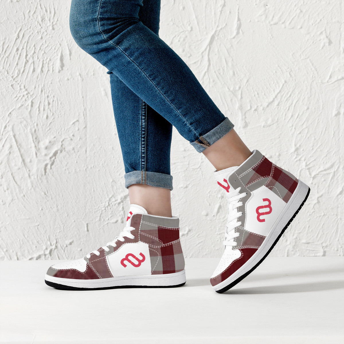 Money Bushae D16 High-Top Synthetic Leather Sneakers - White