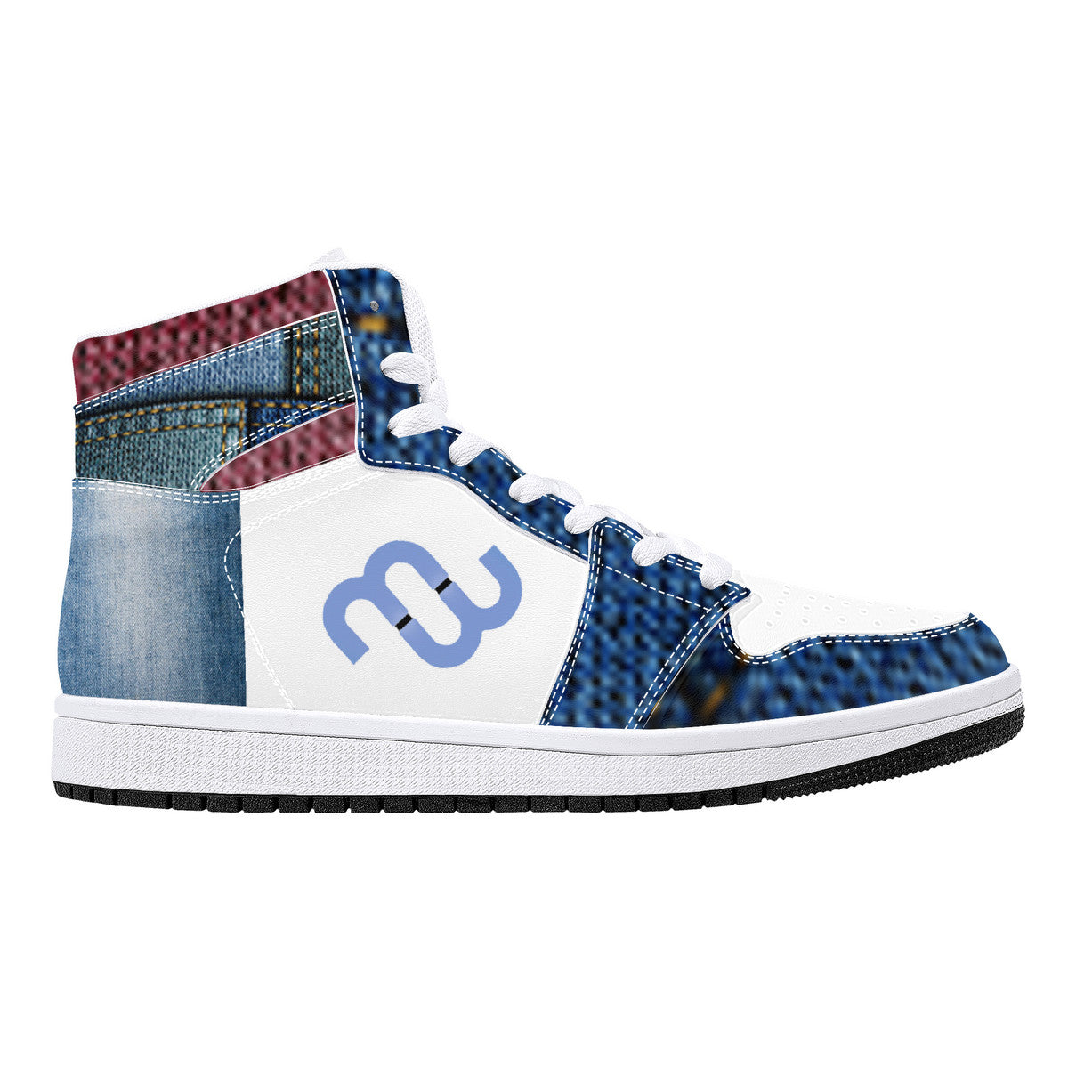 Denim Money Bushae D16 High-Top Synthetic Leather Sneakers - White