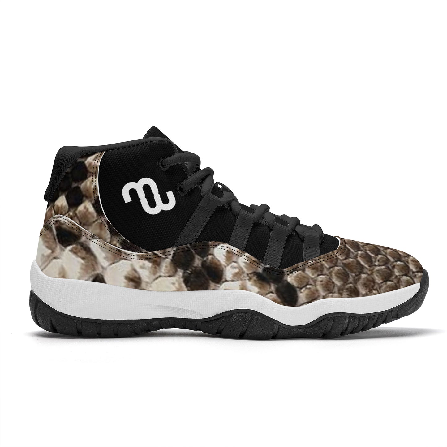 Money Bushae Snake skin SF_S38 High Top Air Retro Sneakers - Black