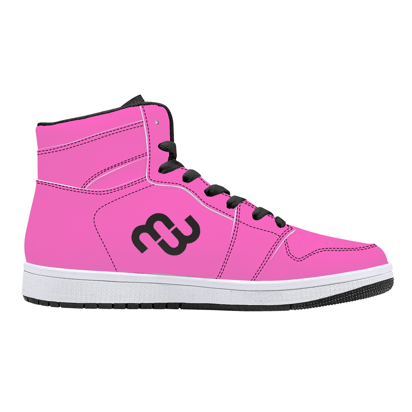 Money Bushae D16 High-Top Synthetic Leather Sneakers - Black Pink