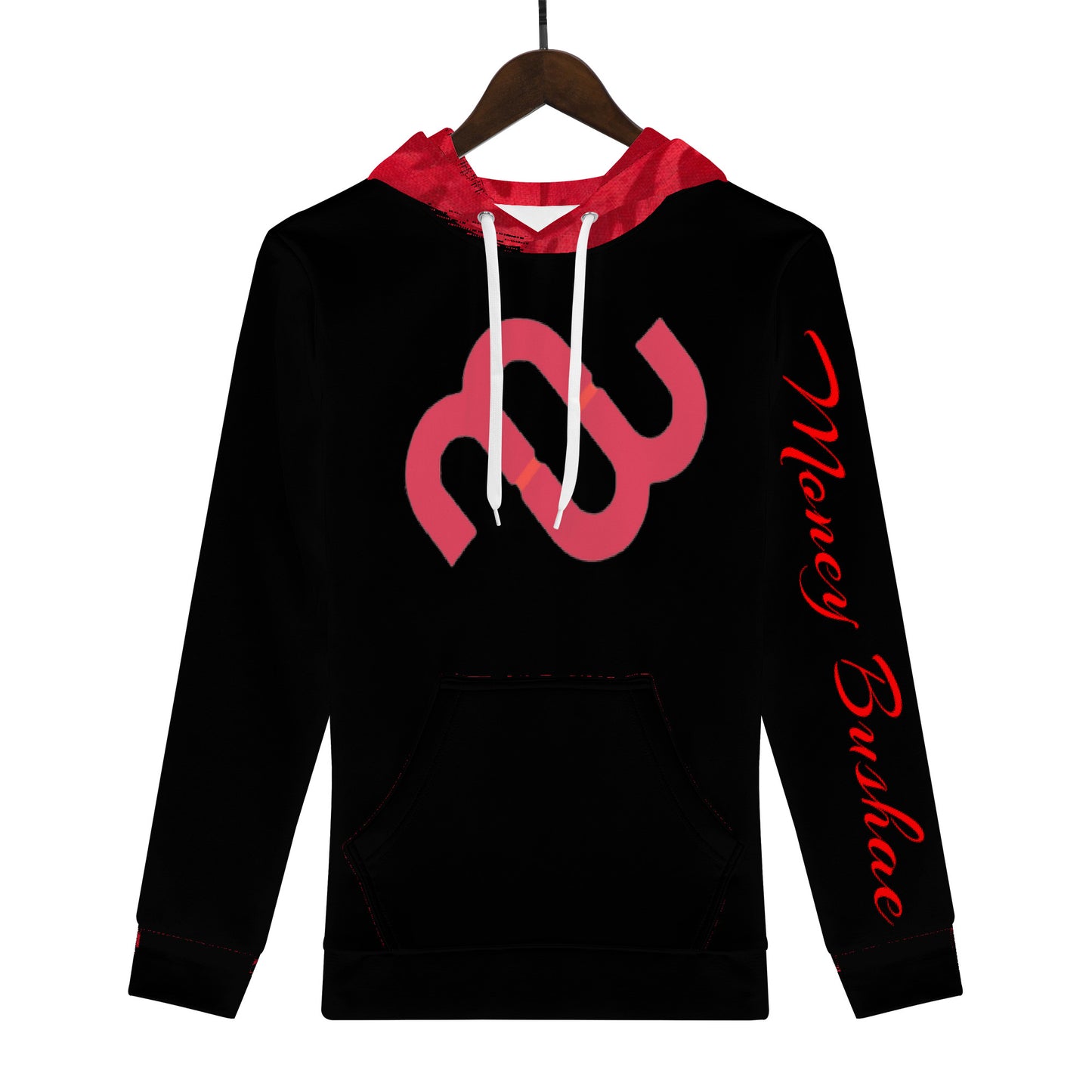 Money Bushae D55 Men's All Over Print Hoodie black and red