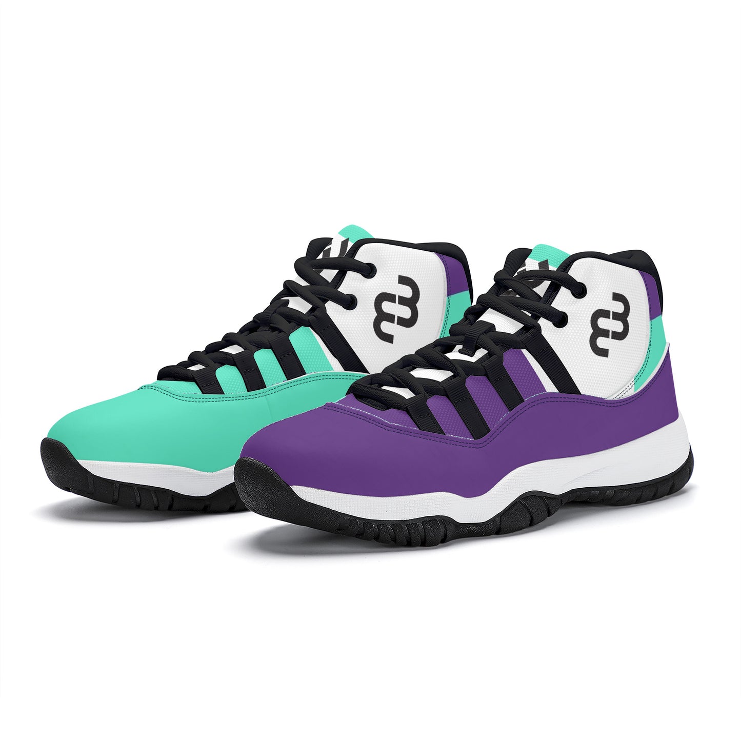 Money Bushae SF_S38 High Top Air Retro Sneakers - purple and turquoise