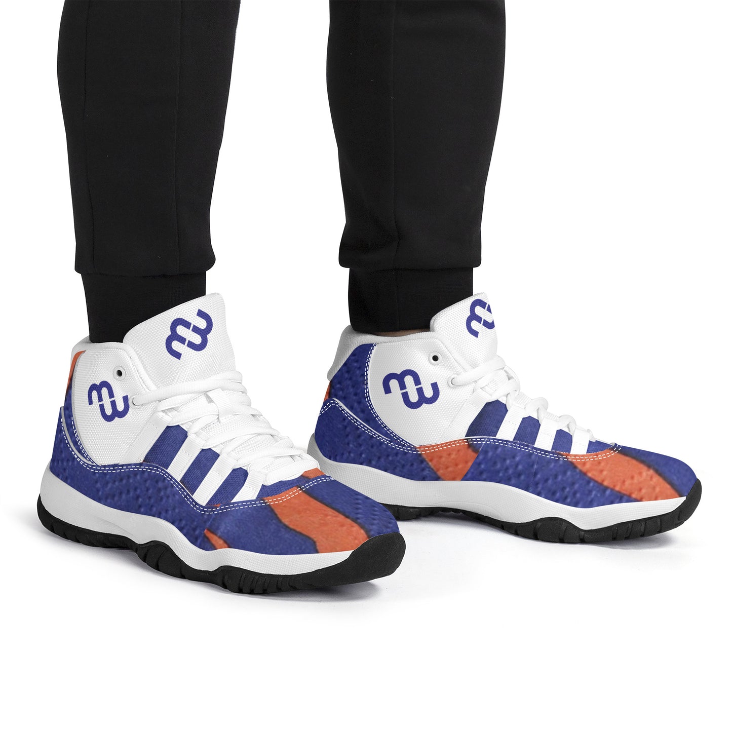 Money Bushae SF_S38 High Top Air Retro Sneakers - White Blue orange