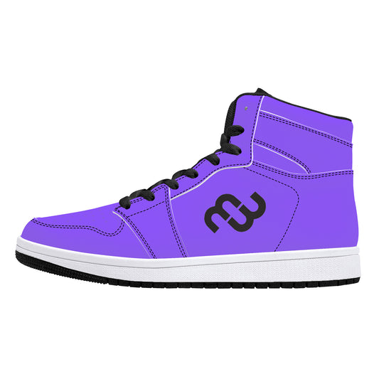 Money Bushae D16 High-Top Synthetic Leather Sneakers - Black Purple