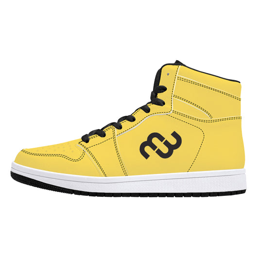 Money Bushae D16 High-Top Synthetic Leather Sneakers - Black yellow