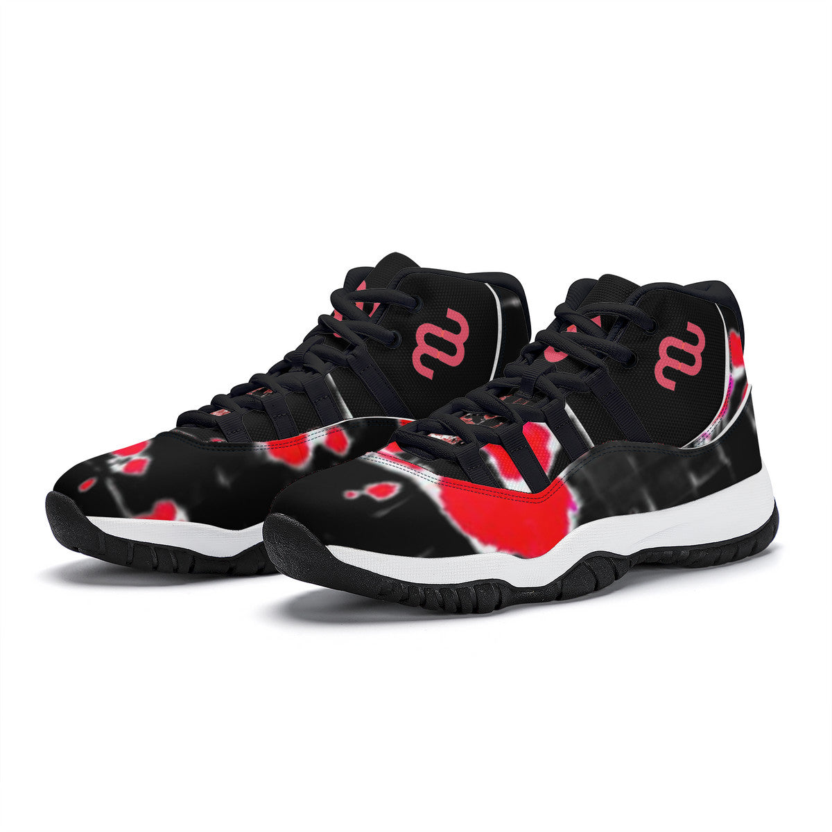 Money Bushae SF_S38 High Top Air Retro Sneakers - Black Red Blood Splats