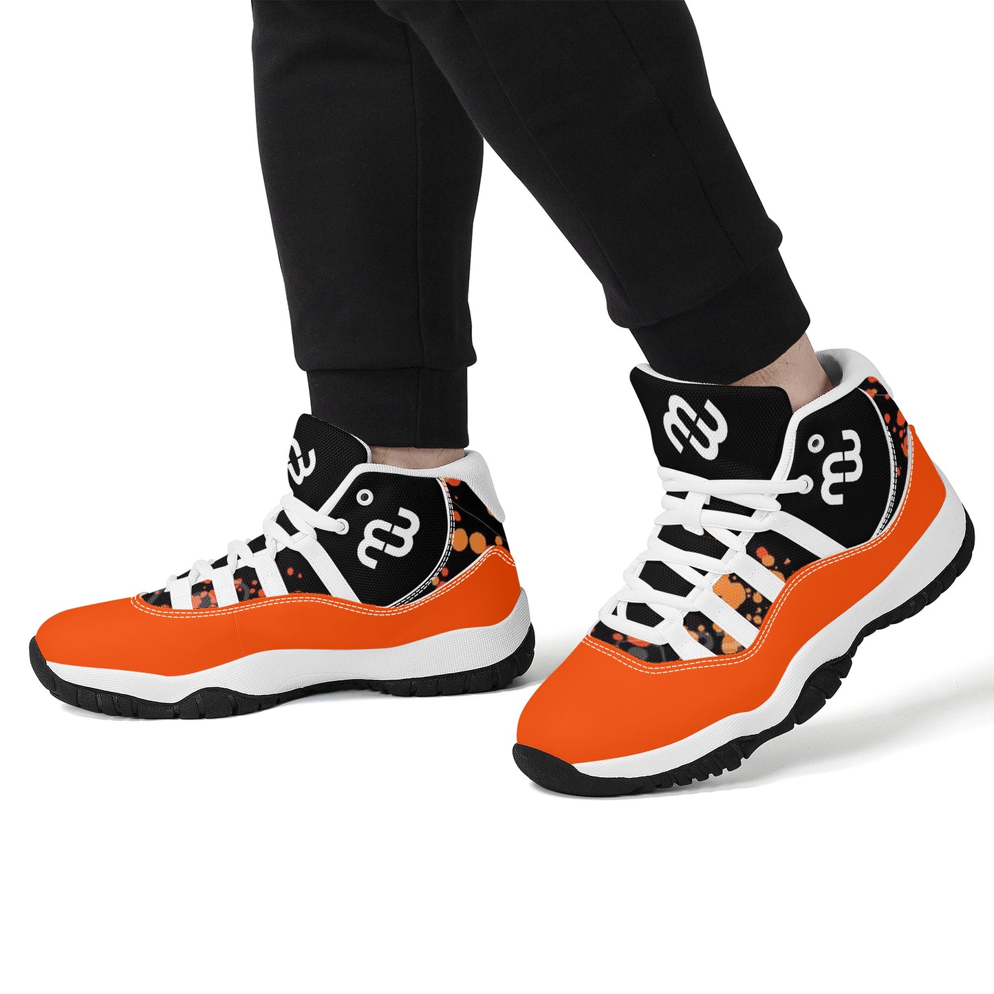 Money Bushae SF_S38 High Top Air Retro Sneakers - Orange and Black