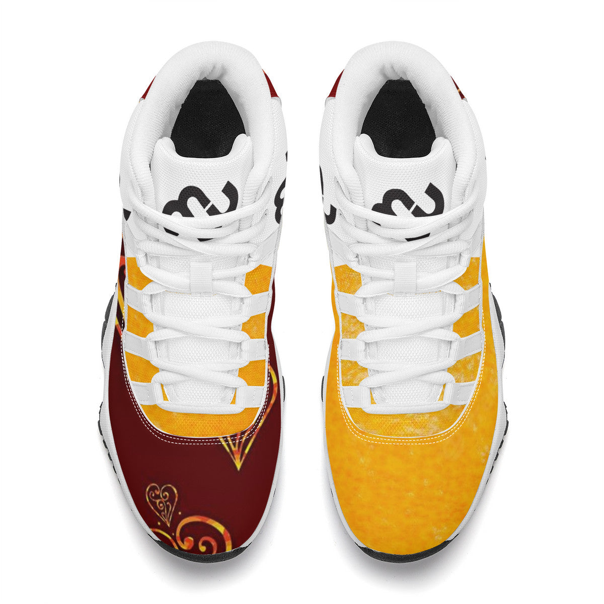 Money Bushae SF_S38 High Top Air Retro Sneakers - White Burgundy yellow