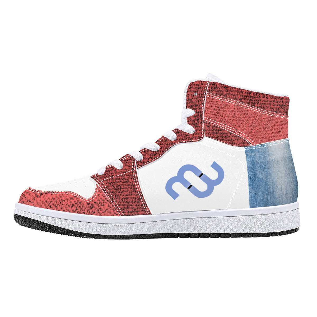 Denim Money Bushae D16 High-Top Synthetic Leather Sneakers - White