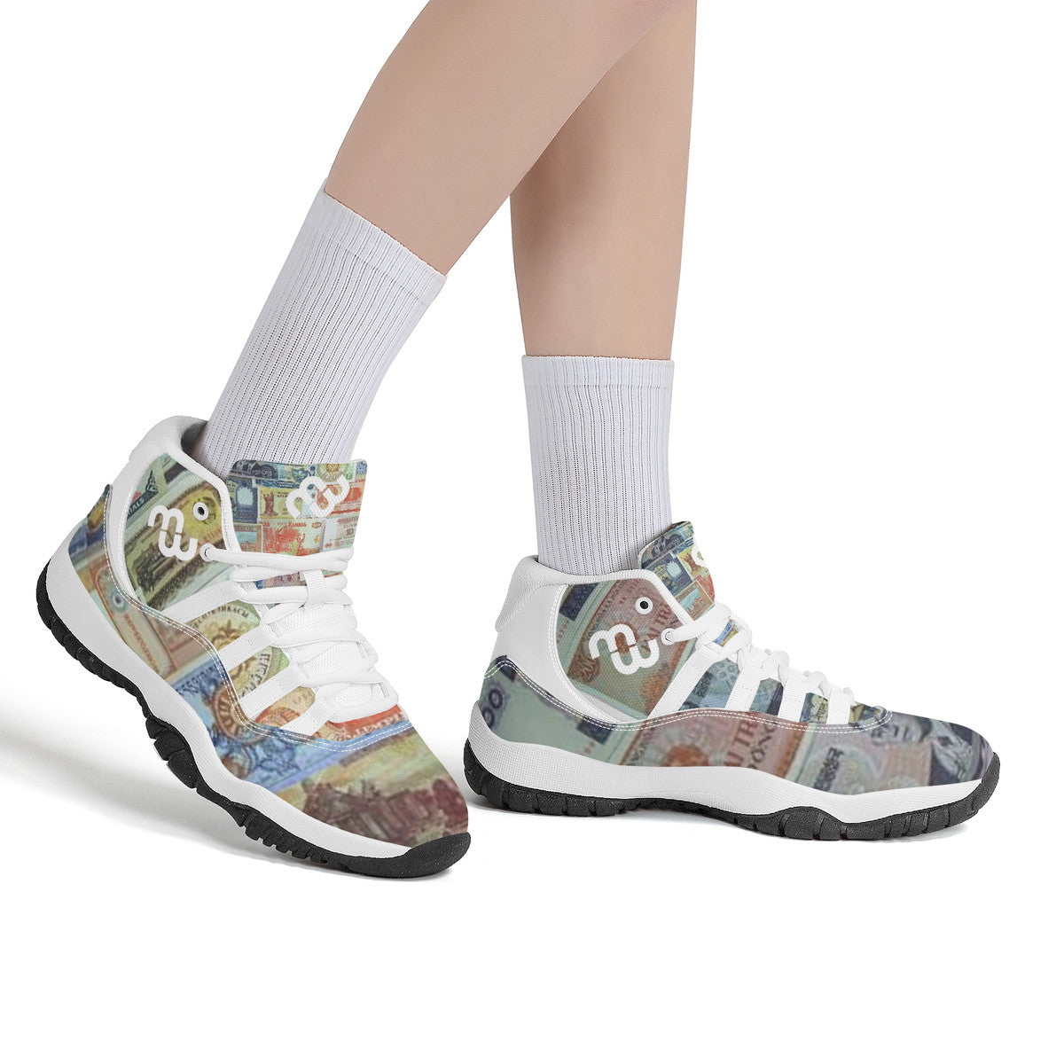 Money Bushae currency SF_S38 High Top Air Retro Sneakers - White