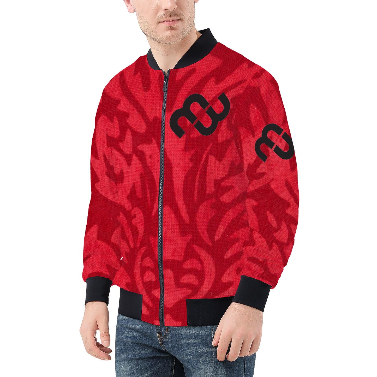 Money Bushae SF_D81 Men's Bomber Jacket Black and Red