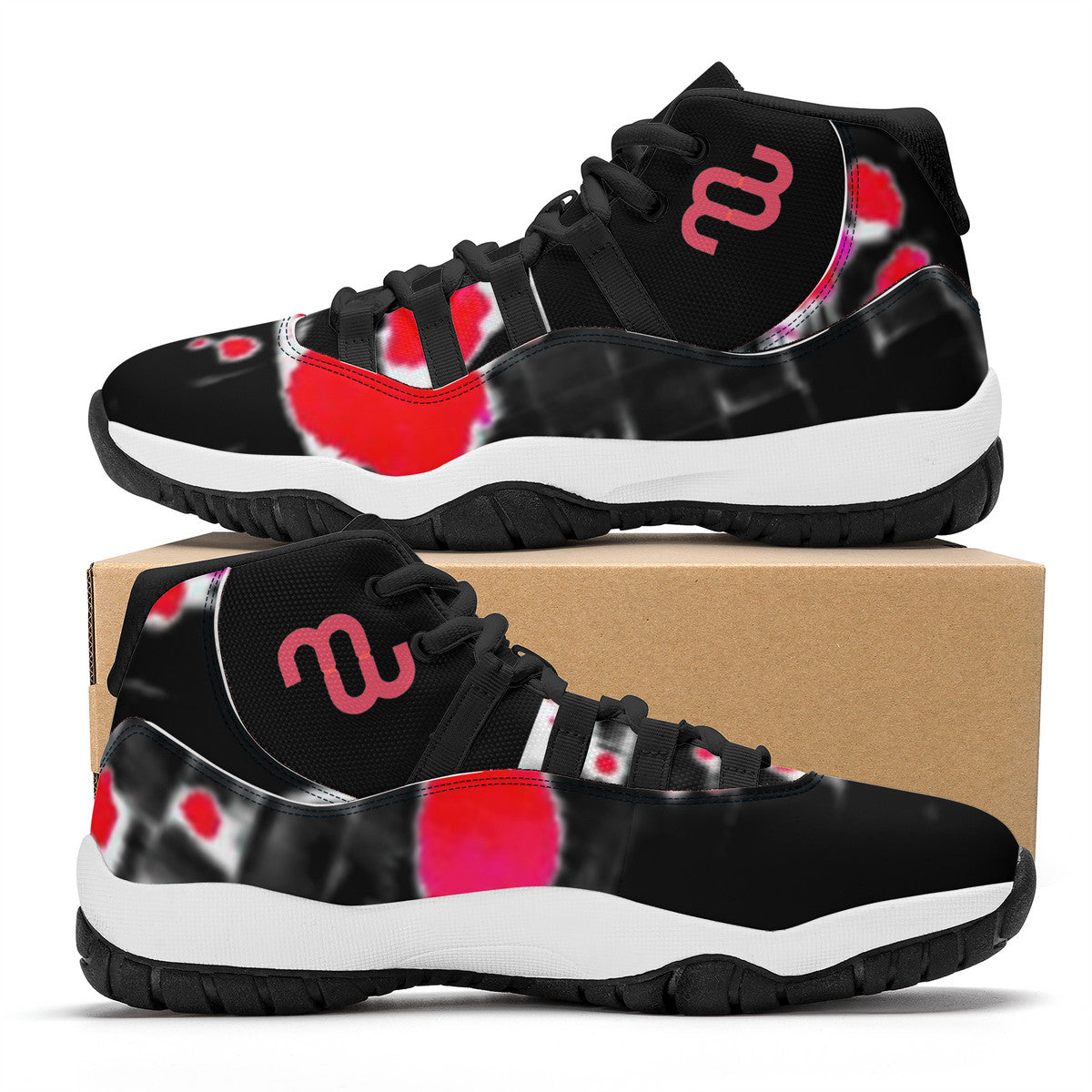 Money Bushae SF_S38 High Top Air Retro Sneakers - Black Red Blood Splats