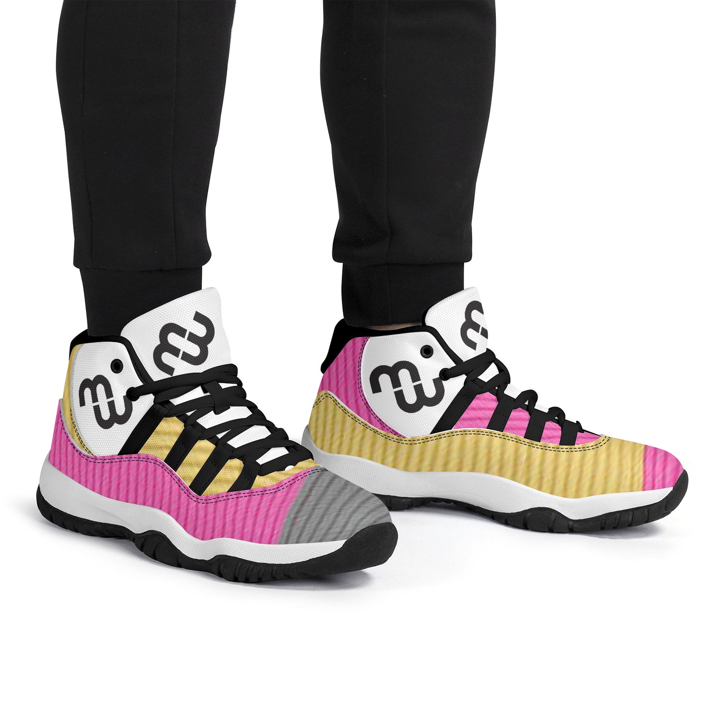 Money Bushae SF_S38 High Top Air Retro Sneakers - pink yellow