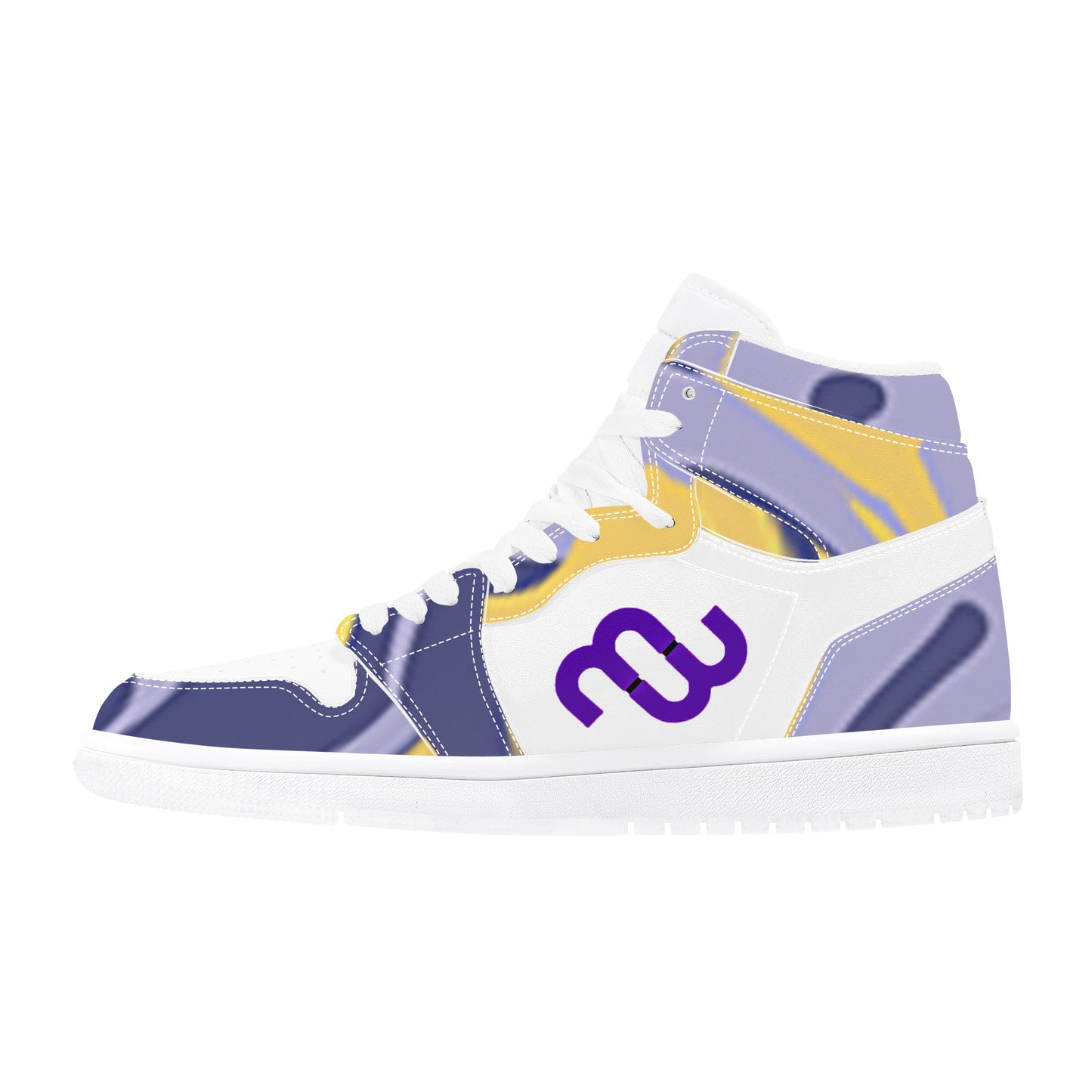 Money Bushae D17 High Top Synthetic Leather Sneaker purple yellow