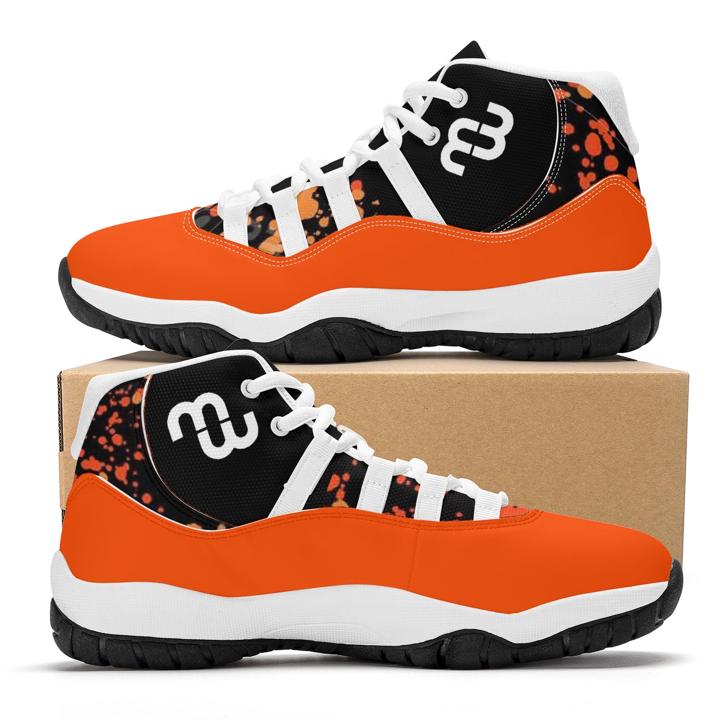 Money Bushae SF_S38 High Top Air Retro Sneakers - Orange and Black