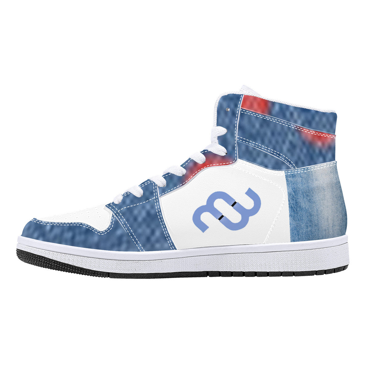 Denim Money Bushae D16 High-Top Synthetic Leather Sneakers - White