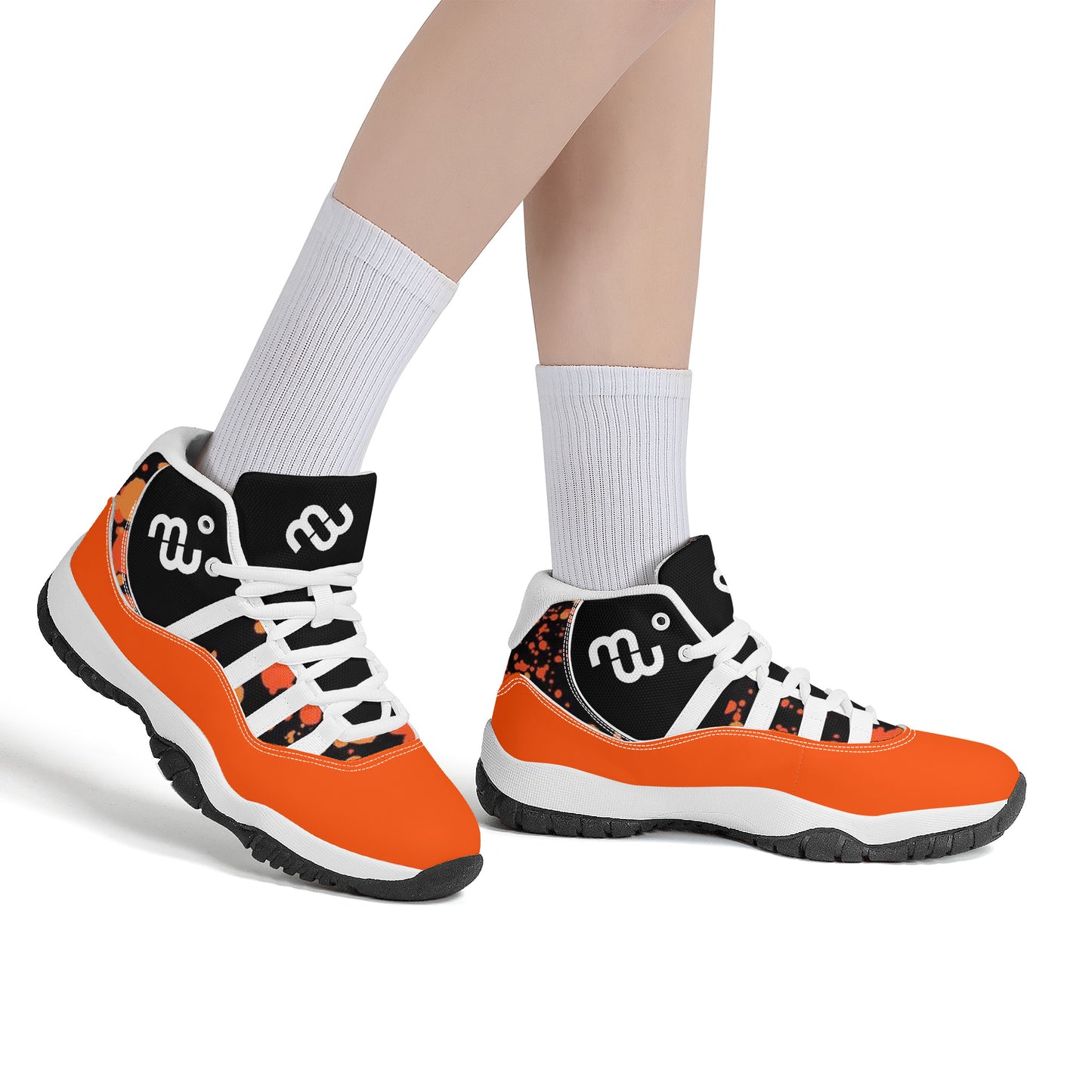 Money Bushae SF_S38 High Top Air Retro Sneakers - Orange and Black