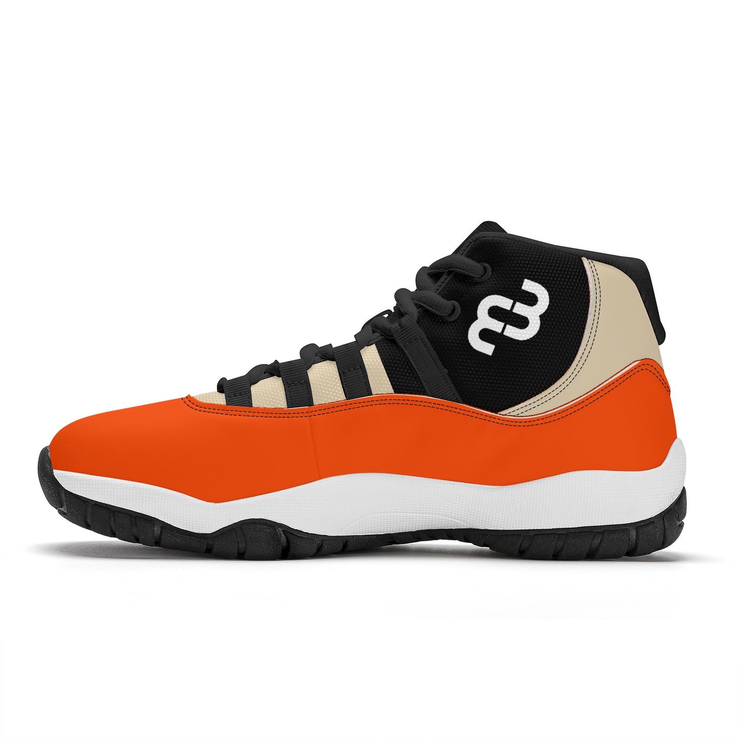 Money Bushae SF_S38 High Top Air Retro Sneakers - Black orange and Tan