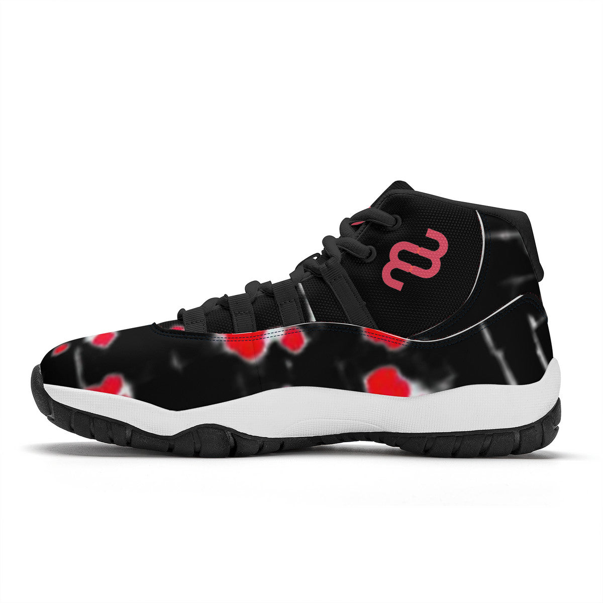 Money Bushae SF_S38 High Top Air Retro Sneakers - Black Red Blood Splats