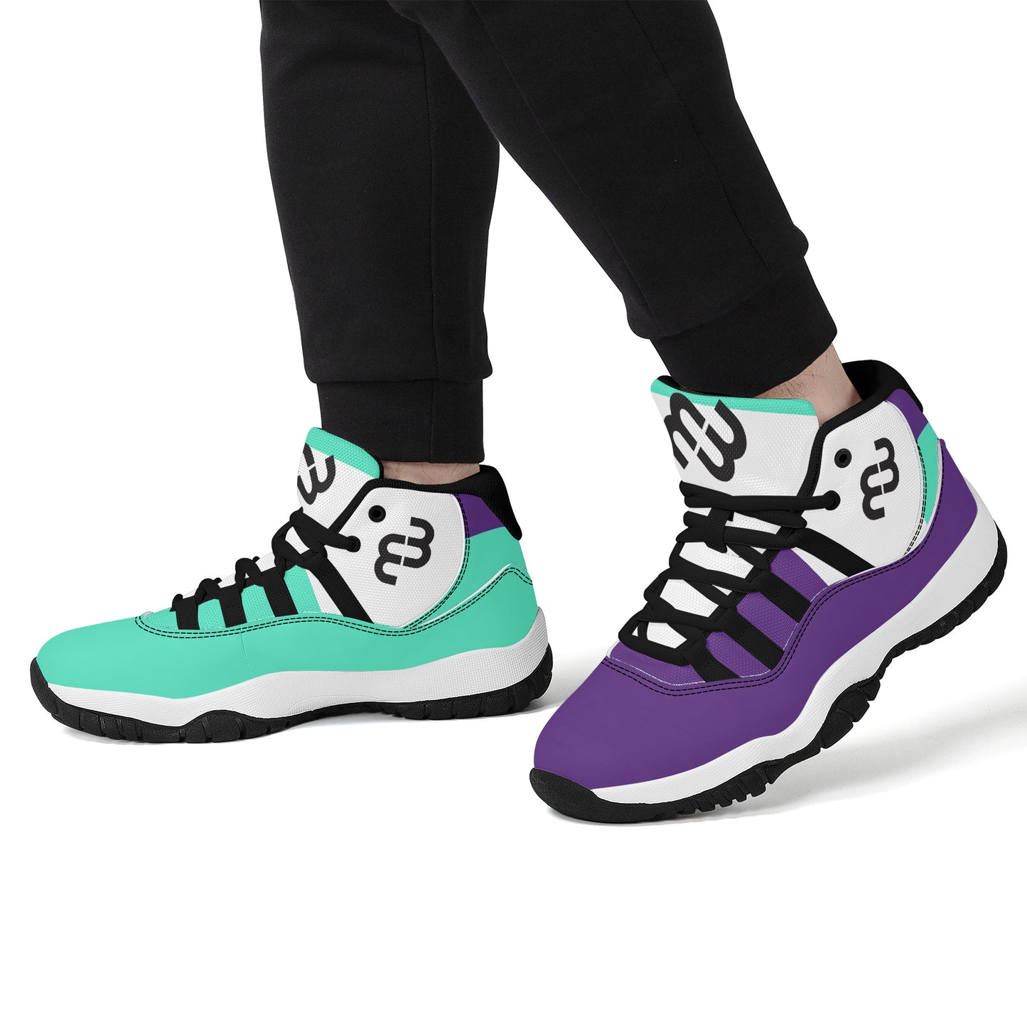 Money Bushae SF_S38 High Top Air Retro Sneakers - purple and turquoise