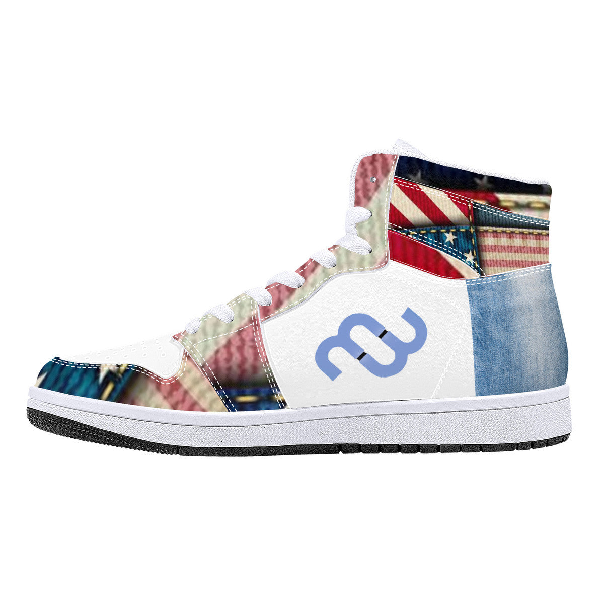 Denim Money Bushae D16 High-Top Synthetic Leather Sneakers - White