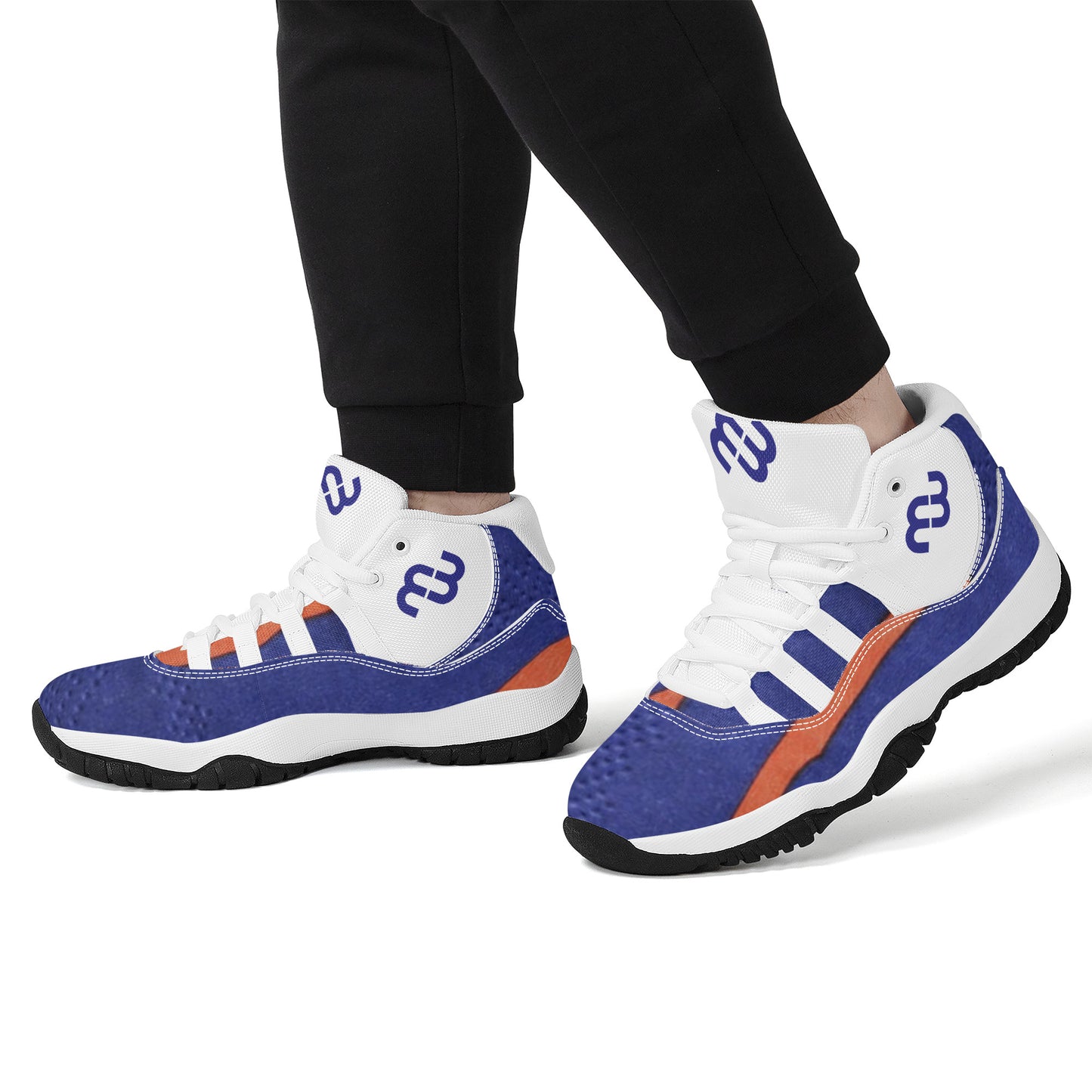 Money Bushae SF_S38 High Top Air Retro Sneakers - White Blue orange