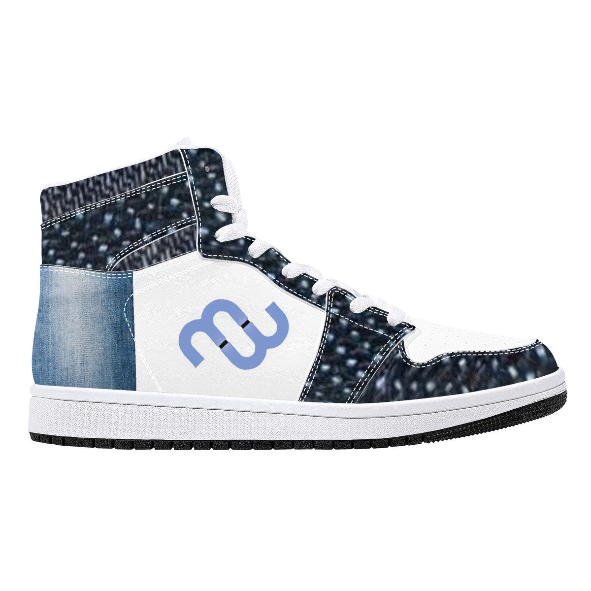 Denim Money Bushae D16 High-Top Synthetic Leather Sneakers - White