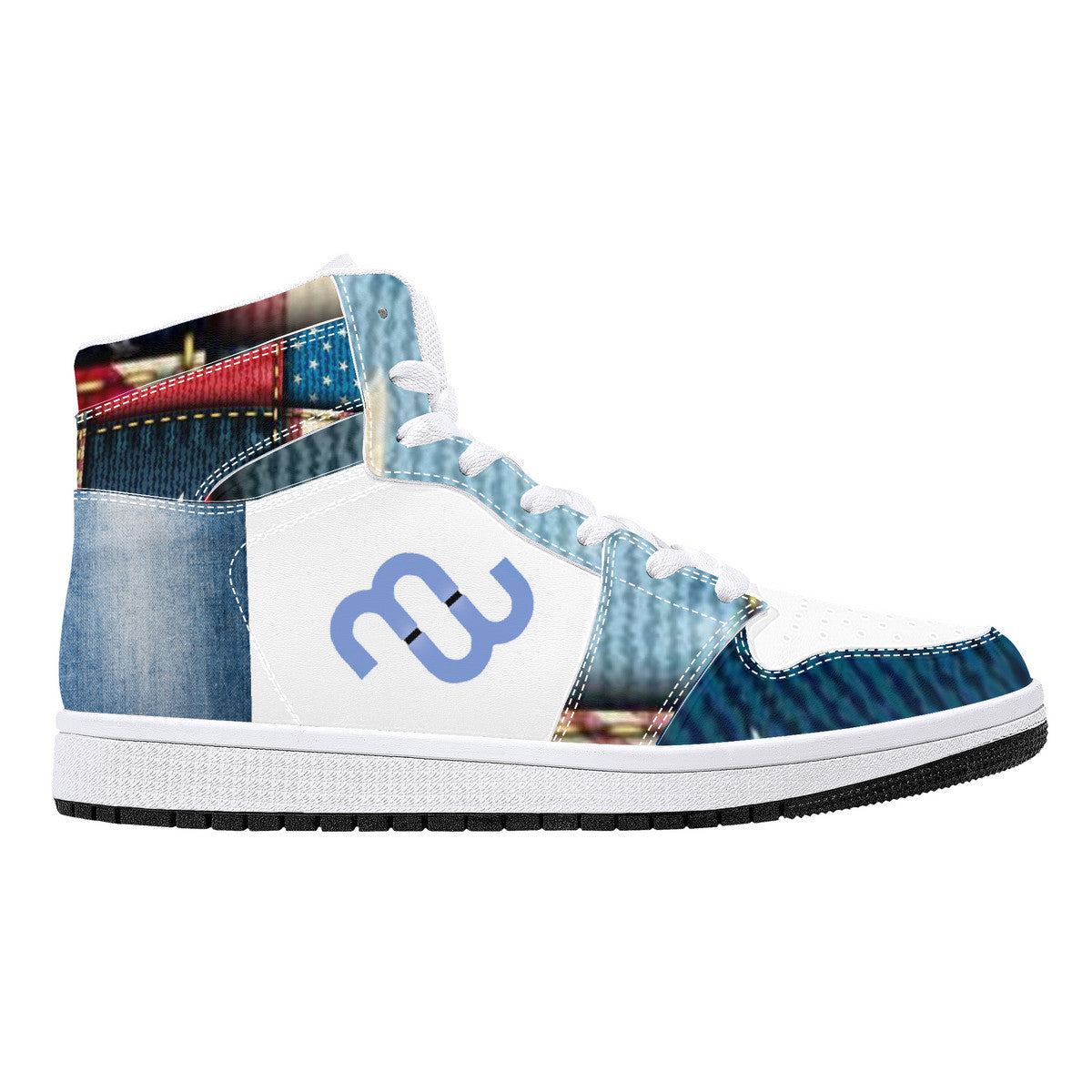 Denim Money Bushae D16 High-Top Synthetic Leather Sneakers - White